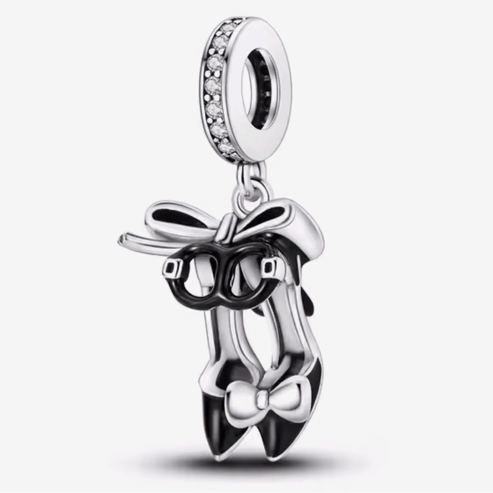 Bracelet Charm Black High Heels with Bow and rhinestones - Picture 2 of 16